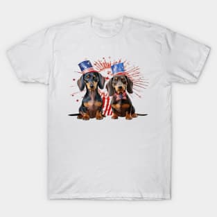 4th of July Dachshund Dogs #1 T-Shirt